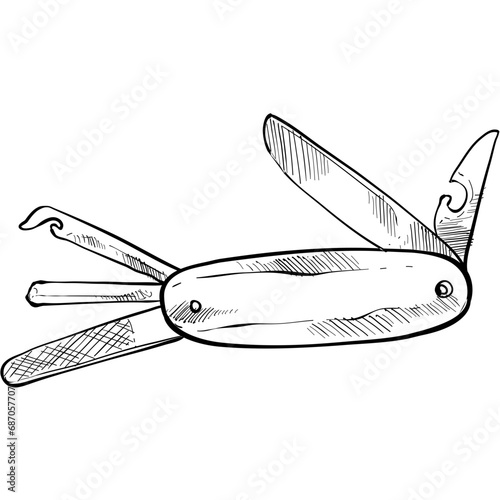 swiss knife handdrawn illustration © nikagraphic