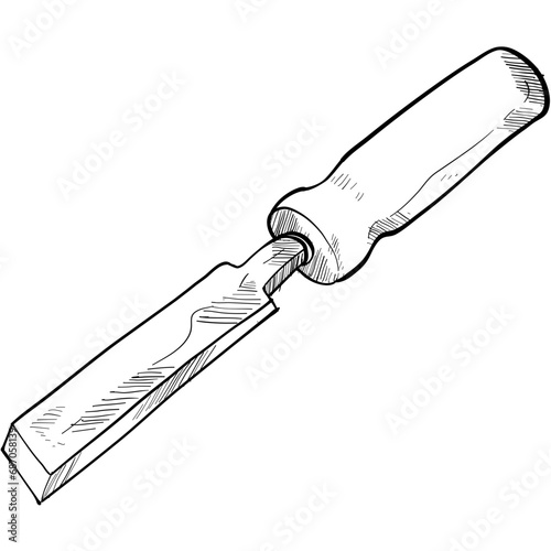 wood chisel handdrawn illustration