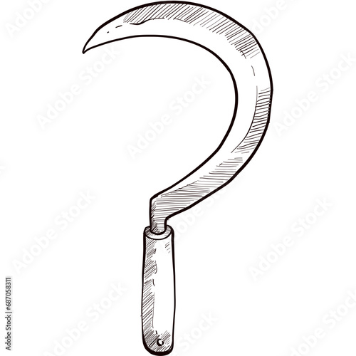 garden sickle handdrawn illustration
