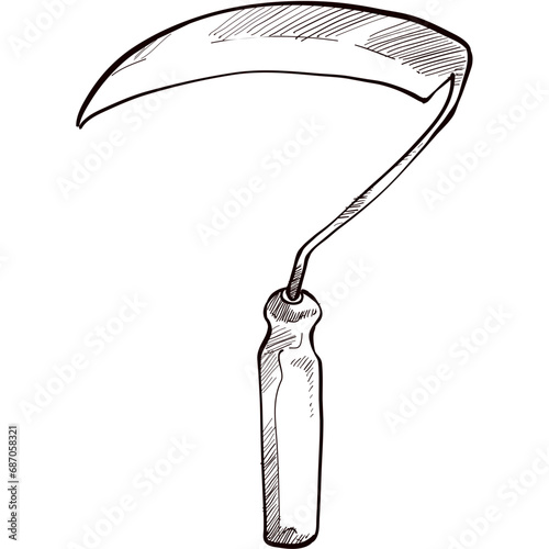 garden sickle handdrawn illustration