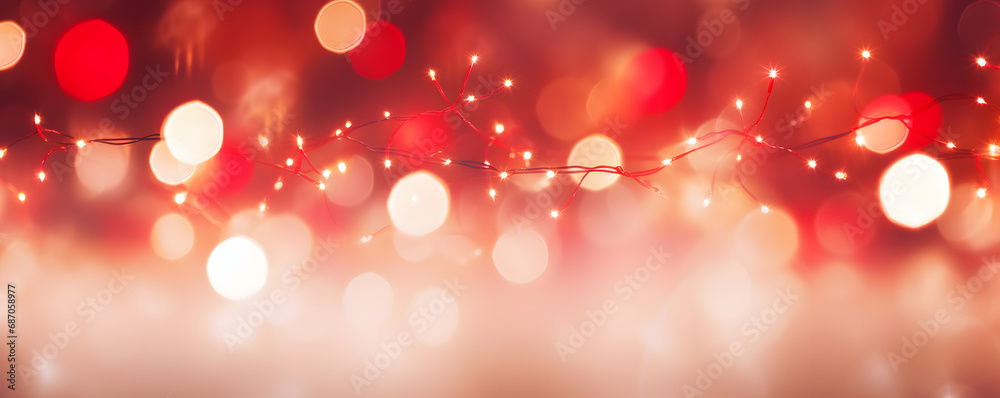 Hintergrund mit Glitter, Lichter, Lichterkette, Funkeln, Sterne in rot, gold, weiß und schwarz als bokeh Banner
