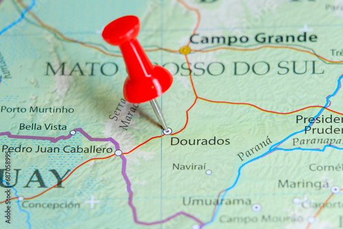 Dourados, Brazil pin on map