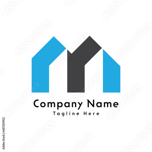 M letter home shape creative logo design icon