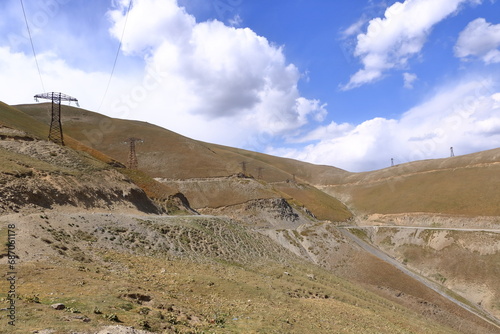 view from the Kaldaman pass between Arslanbob and Kazarman in Kyrgyzstan, Central Asia photo