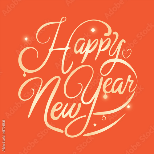 2024 HAPPY NEW YEAR script text hand lettering. Design template Celebration typography poster  banner or social media greeting card for Merry Christmas and happy new year. 