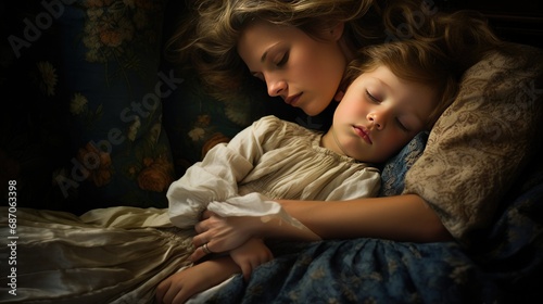 Child Sleeping With Mom Photography