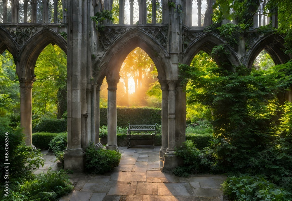 Morning Mirage: St. Dunstan in the East Garden Waking Up to Sunrise