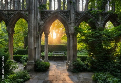 Morning Mirage  St. Dunstan in the East Garden Waking Up to Sunrise