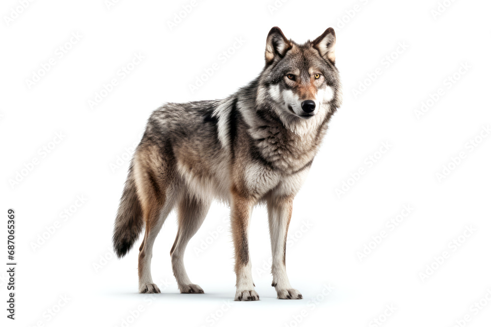 Wolf isolated on white background.generative ai