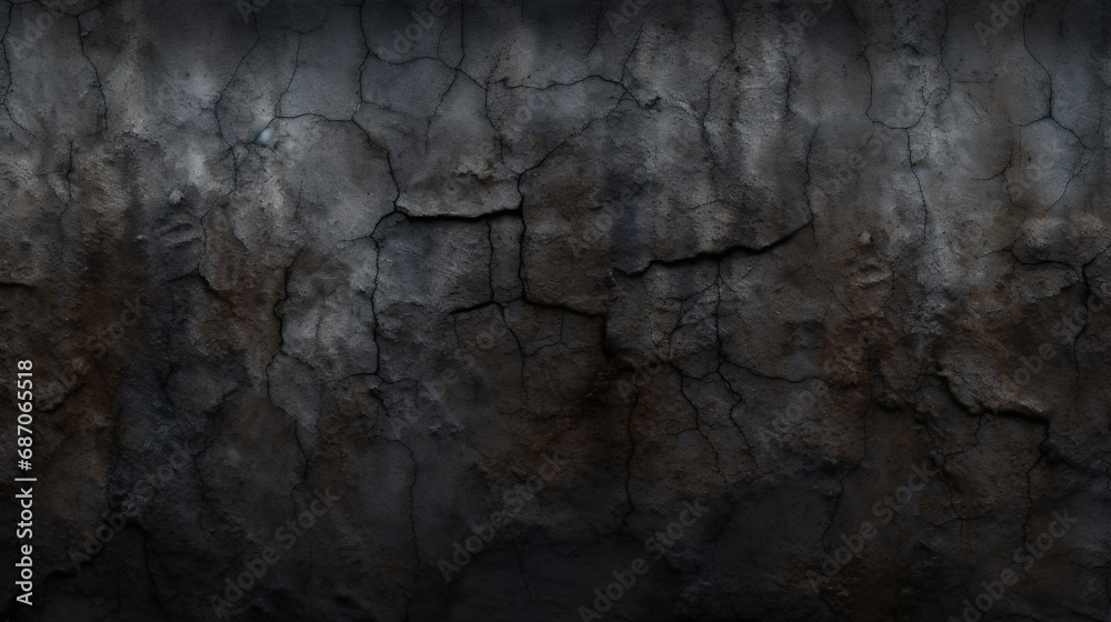 Immerse yourself in the atmospheric presence of a dark grunge textured wall, captured up close.
