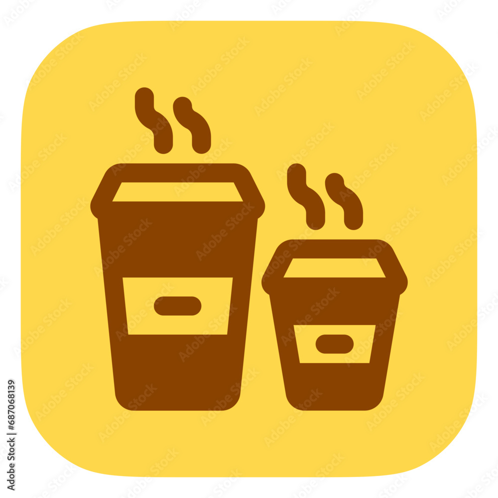 Editable takeout coffee cup sizes vector icon. Cafe, coffee shop