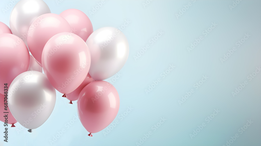 Holiday balloons in pastel color tone and space for text on colorful color background