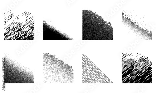 Collection of black grunge brush stroke borders