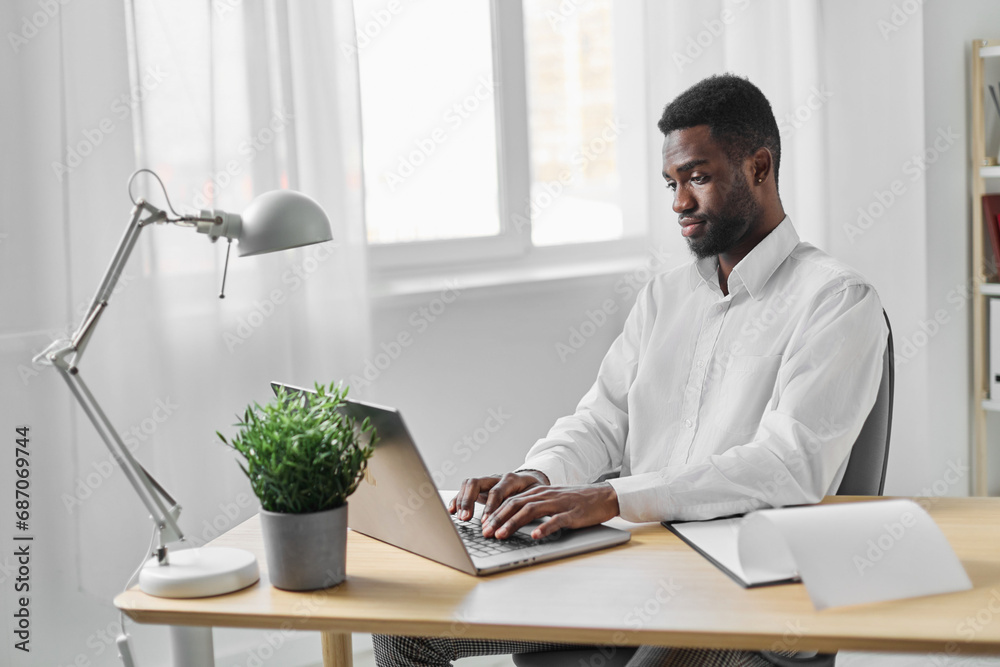 computer man student laptop african job american distance education office online freelancer computer man student laptop african job american distance education office online freelancer