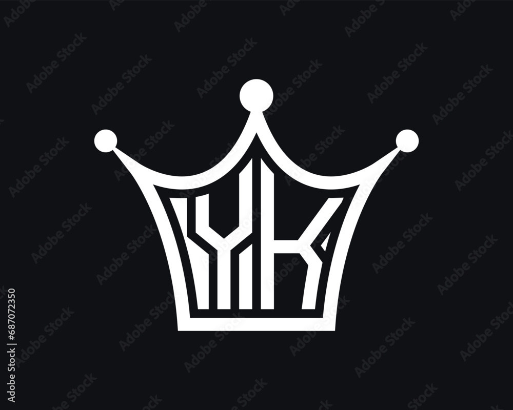 Crown shape YK letter logo design vector art
