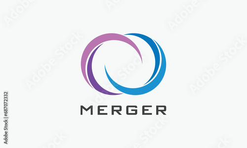 Logo vector infinity rings gradation color minimalist concept symbol eternity design element technology connection link digital