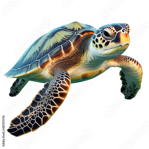 Swimming Sea Turtle isolated on transparent background PNG