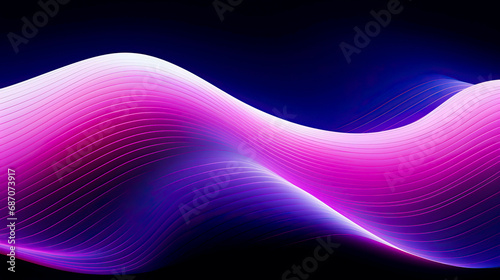 Dynamic pink and purple wave lines on dark background.
