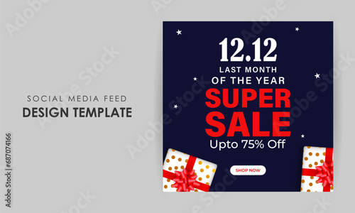 Vector illustration of 12 12 Sale social media feed template