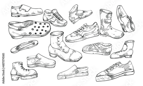 shoes and slippers handdrawn collection