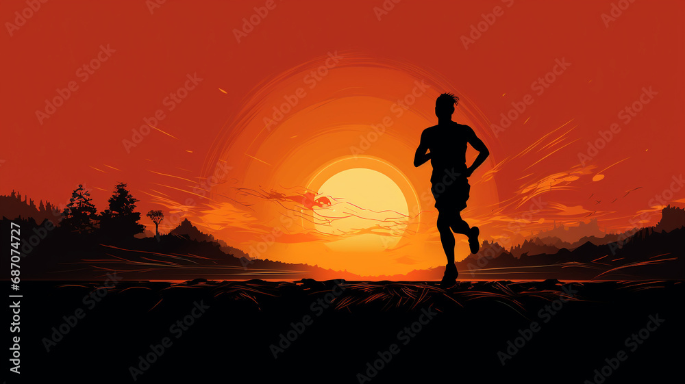 Silhouette of runner