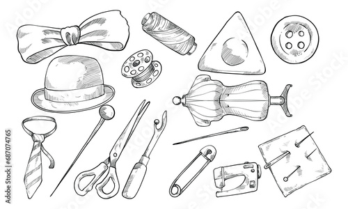 tailor equipment handdrawn collection