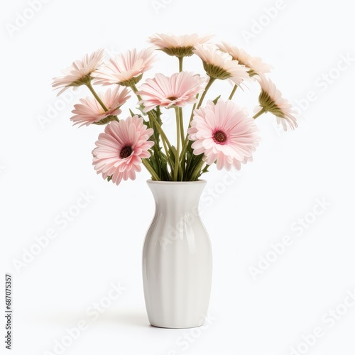 Flowers in a white vase isolated on a white background