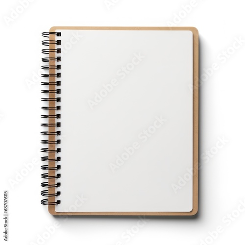 Spiral notebook isolated on a white background. White blank page. Frame, mock up.