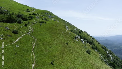 Aerial Shot Of The Most Popular Nanos Hiking Trail With Breathtaking View On The Vipava Valley. photo