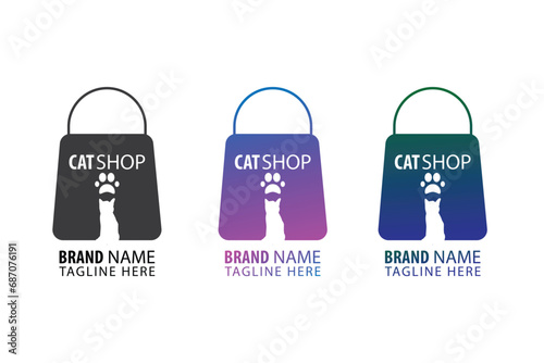 Vector petshop logo or symbol concept bag shopping illustration