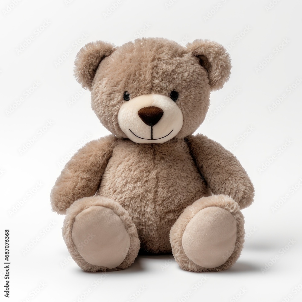 Plush teddy bear toy isolated on a white background