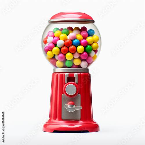 gumball machine isoalted on white background, AI Generative. photo