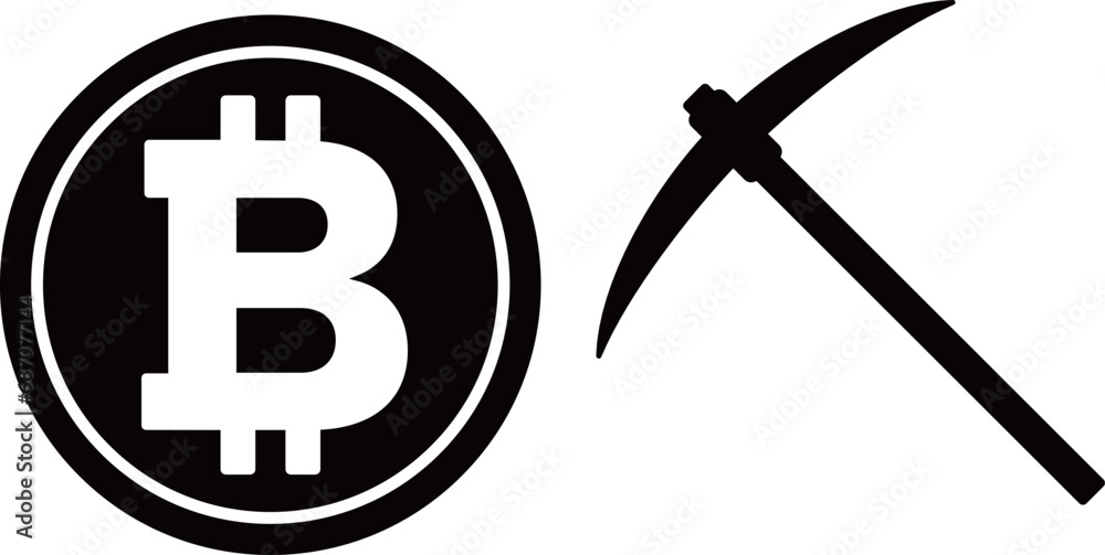 Fototapeta premium 仮想通貨 ピッケル アイコン