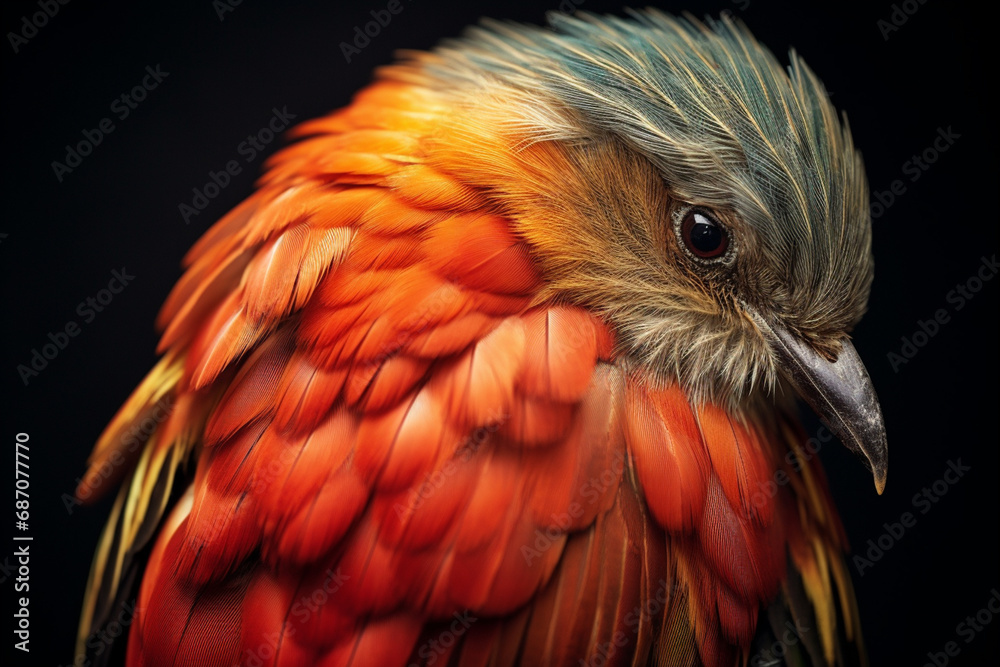 Fototapeta premium Contrast in Avian Anatomy: Warm and Cold Tones Explored.