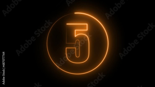 top ten countdown animation , neon light numbers from 10 to 1, on black background .
 photo