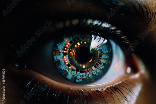 A close-up of a person's eye reflecting a spectrum of subjects, representing the diversity of knowledge and learning.