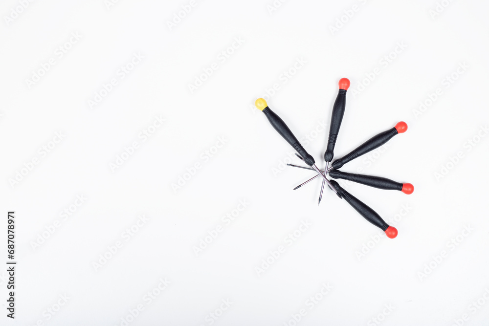 Several screwdrivers on a white background Several screwdrivers on a white background