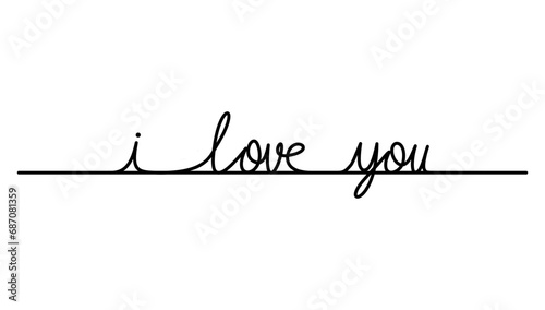 Hand drawn word I LOVE YOU decoration. Cursive text love you. Lettering vector illustration for poster, card, banner valentine day, wedding.  - love you, red heart. Print for tee, t-shirt.