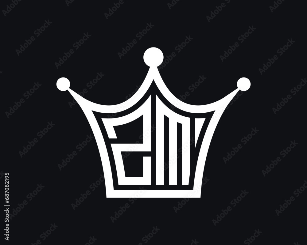 Crown shape ZM letter logo design vector art Crown shape ZM letter logo design vector art