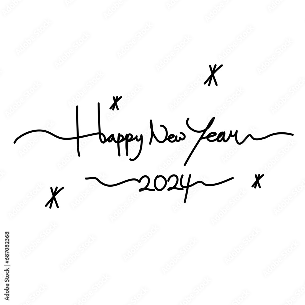 Hand Drawn Happy New Year Text
