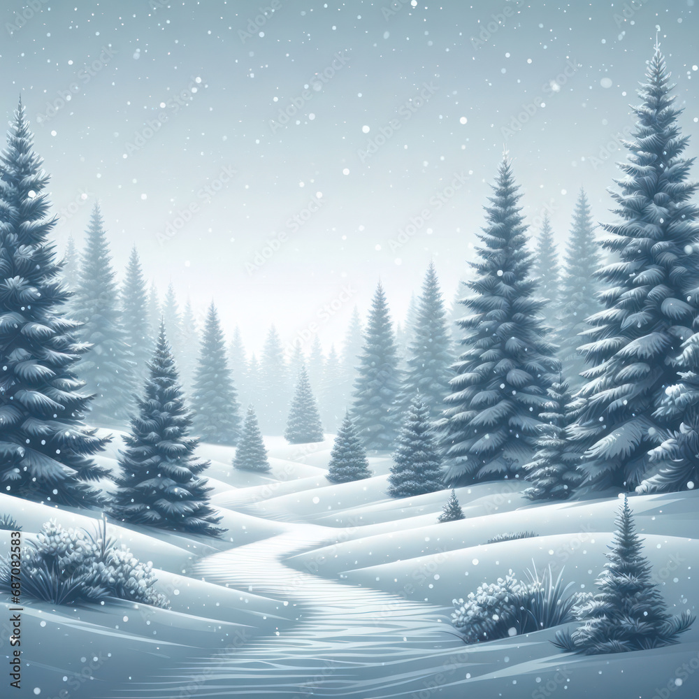 Christmas background of pine forrest covered with snow Christmas background of pine forrest covered with snow