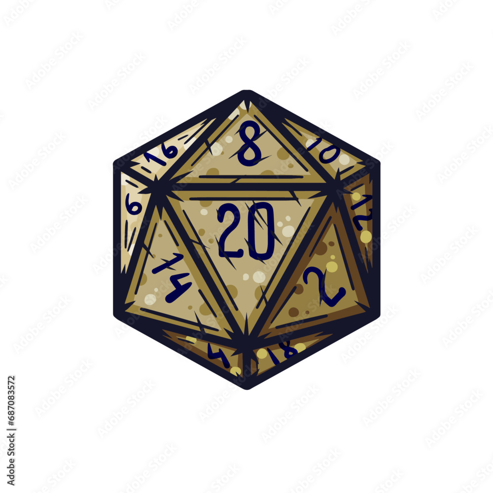 Dice d20 for playing Dnd. Dungeon and dragons board game. Cartoon ...