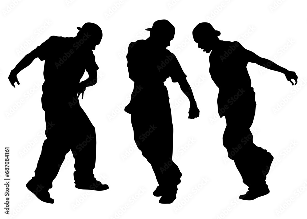 Hip-hop artists of dance on white background