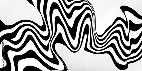 Black on white abstract perspective wave line stripes with 3d dimensional effect isolated on white background. vector eps 10
