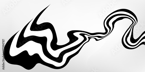 Black on white abstract perspective wave line stripes with 3d dimensional effect isolated on white background. vector eps 10