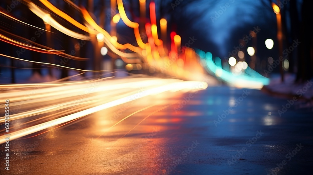 Ethereal Nightscapes. Mesmerizing Blurs of Car Lights and Street Lamps in the Urban Metropolis