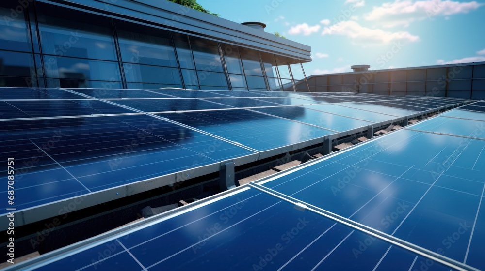 Solar panels of a solar power station at a photovoltaic power station - obrazy, fototapety, plakaty 