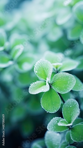  A frosty mint greenery. Winter vertical image. 