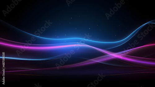 Dark abstract background with glowing neon line pattern