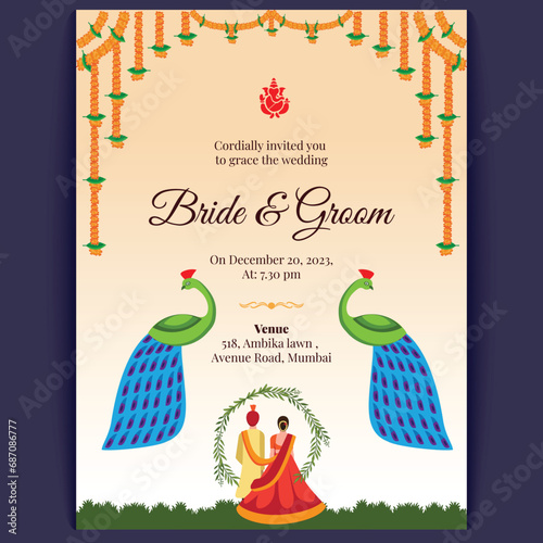 indian wedding card design, invitation template